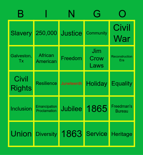 Juneteenth Bingo Card