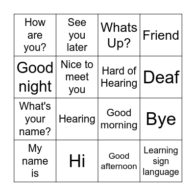 ASL Bingo Card