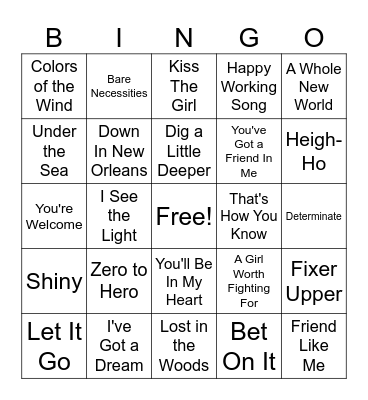 Disney BINGO Card