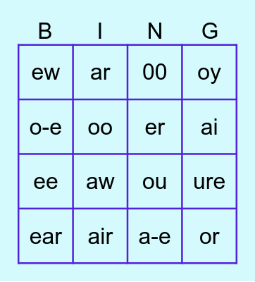 Phonics Bingo Card