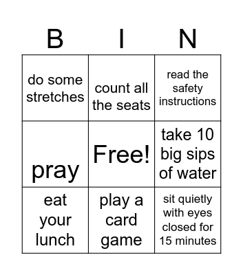 Airplane bingo Card