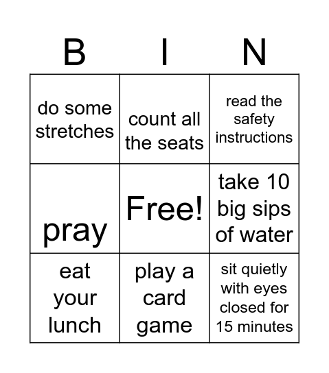 Airplane bingo Card