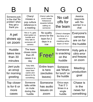 Team Walters Bingo Card