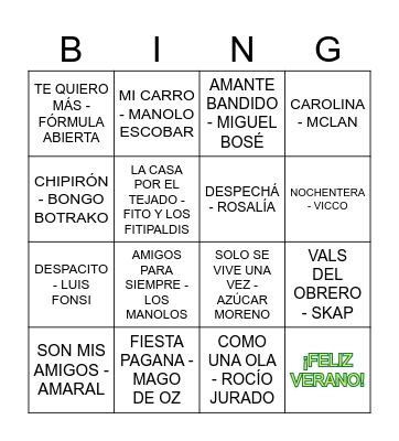 BINGO MUSICAL Bingo Card