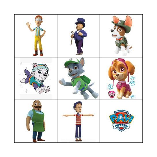 paw patrol Bingo Card