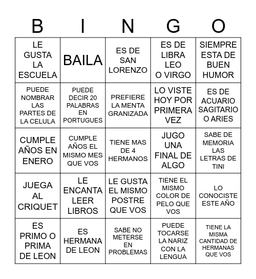 Encuentra a alguien que . . . Bingo Card