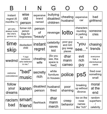 Dhar Mann Bingo Card