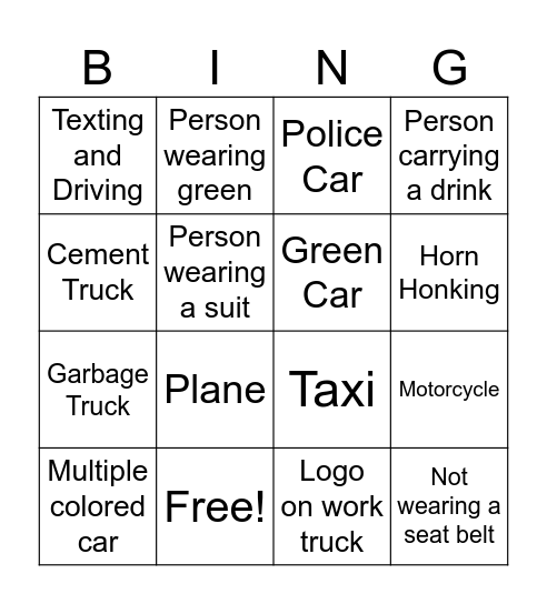 Window Bingo Card