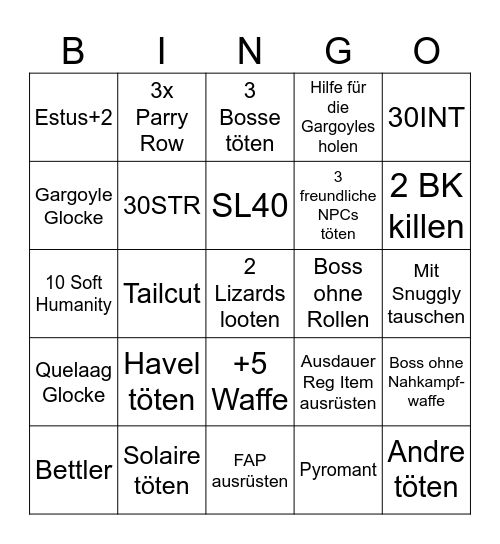 Dark Souls Bingo Card