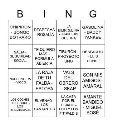 BINGO MUSICAL Bingo Card