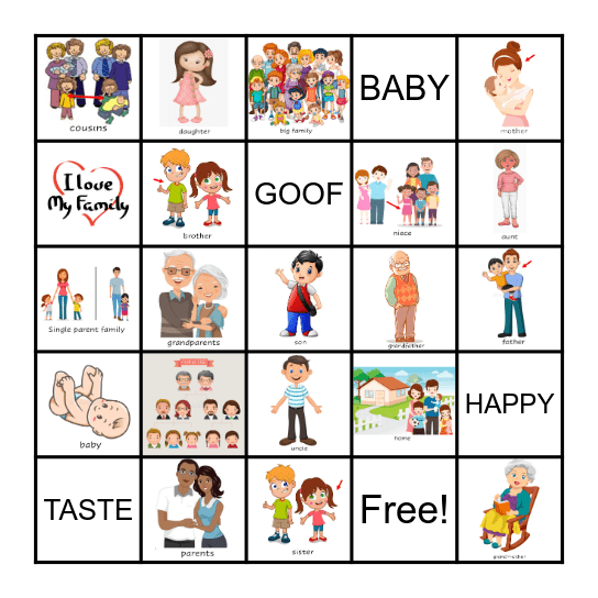 Hopper 1 unit 1 - Family Bingo Card