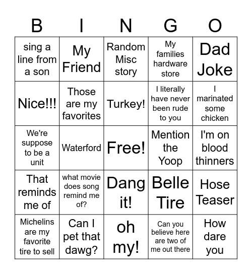 Mattism Bingo Card