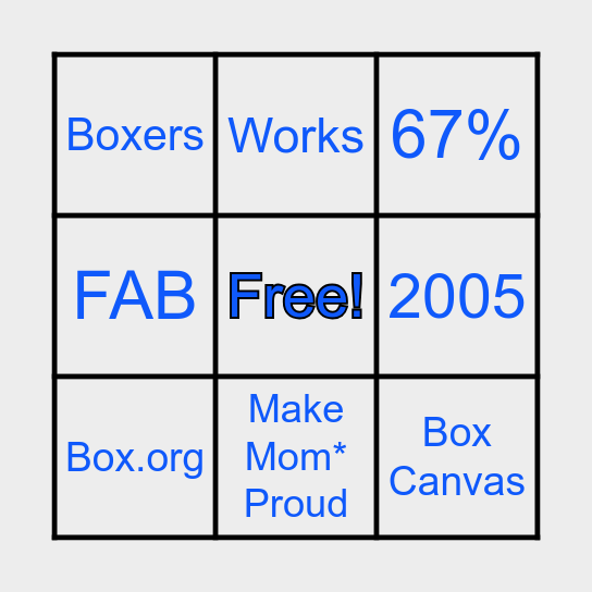 Box Family Day Bingo Card