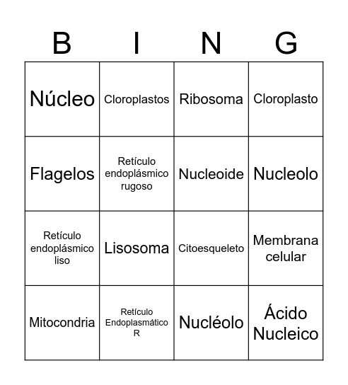 Organelos Bingo Card