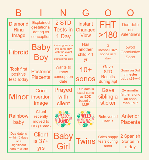 JUNE SONOGO Bingo Card