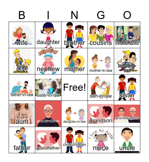 Family Members 3 Bingo Card