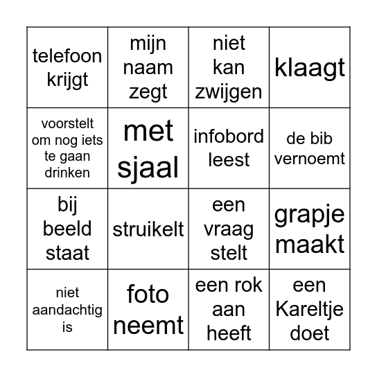 Iemand die... Bingo Card