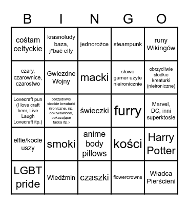 Pyrkon Stuff Bingo Card