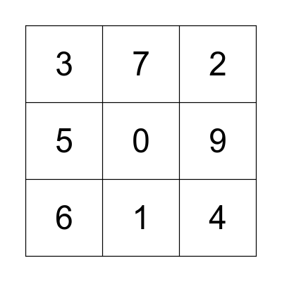 Numeros del 1-10 Bingo Card