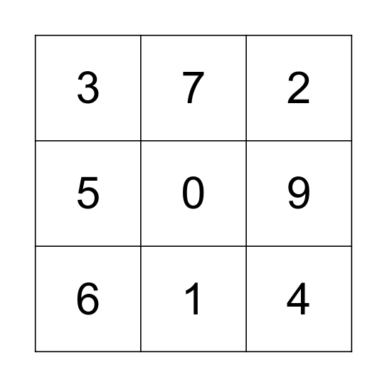 Numeros del 1-10 Bingo Card