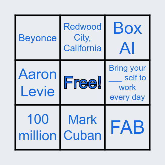 Box Family Day Bingo Card