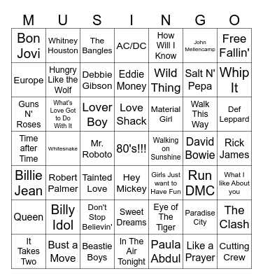 Music Bingo Card