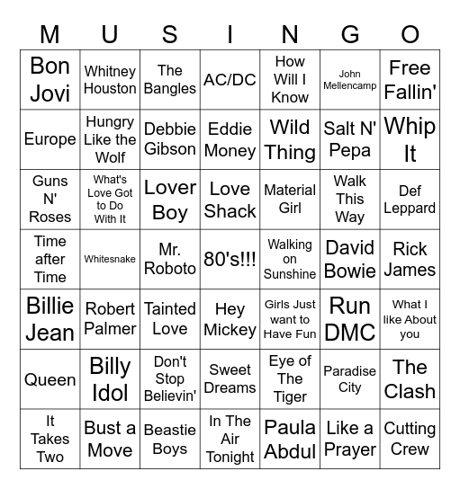 Music Bingo Card
