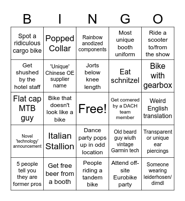 Eurobike Bingo Card