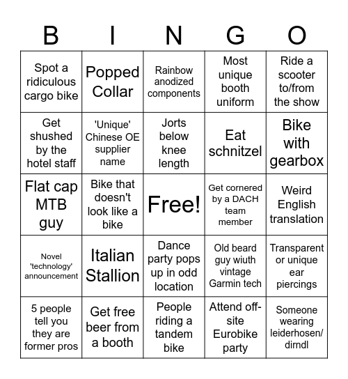 Eurobike Bingo Card