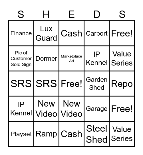 Hometown Sheds Bingo Card