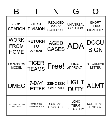 TRAINING TIGER TEAM Bingo Card