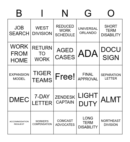 TRAINING TIGER TEAM Bingo Card