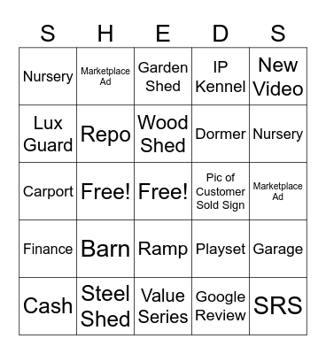 HOMETOWN SHEDS Bingo Card