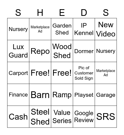 HOMETOWN SHEDS Bingo Card