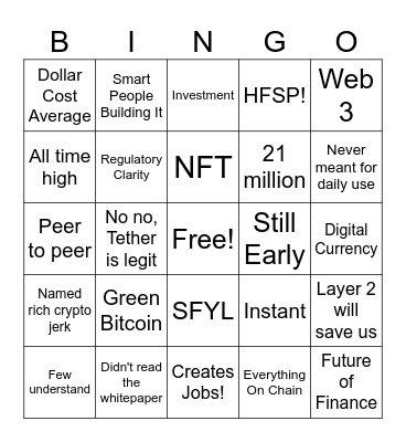 cryptocurrency skeptic Bingo Card