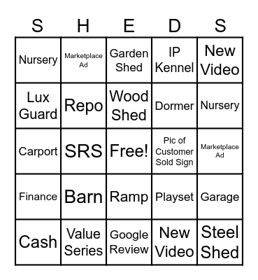 HOMETOWN SHEDS Bingo Card