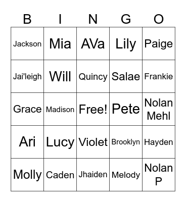 Period 3 Bingo Card