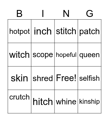 Bingo Challenge Bingo Card