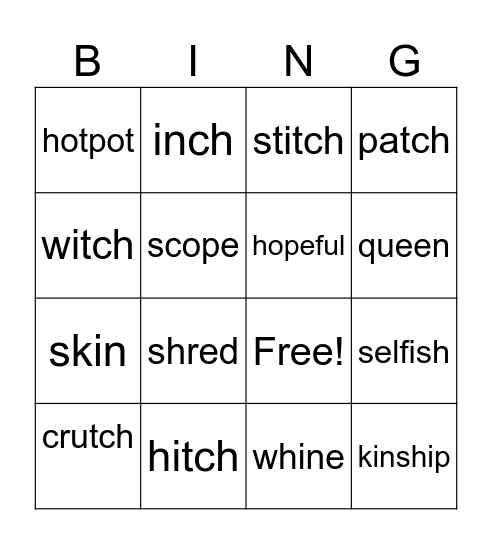 Bingo Challenge Bingo Card