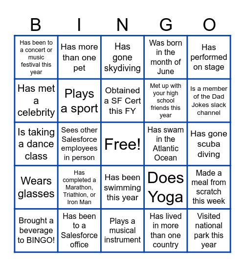 CSG Services Strategy & Operations BINGO Card