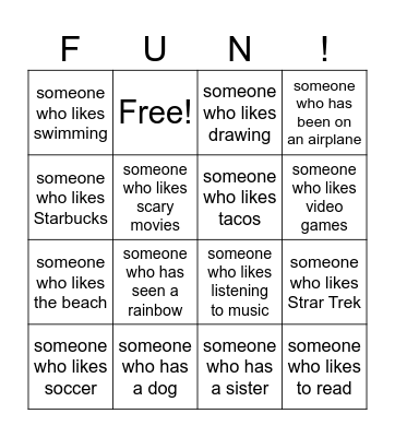 Get to Know You BINGO! Bingo Card