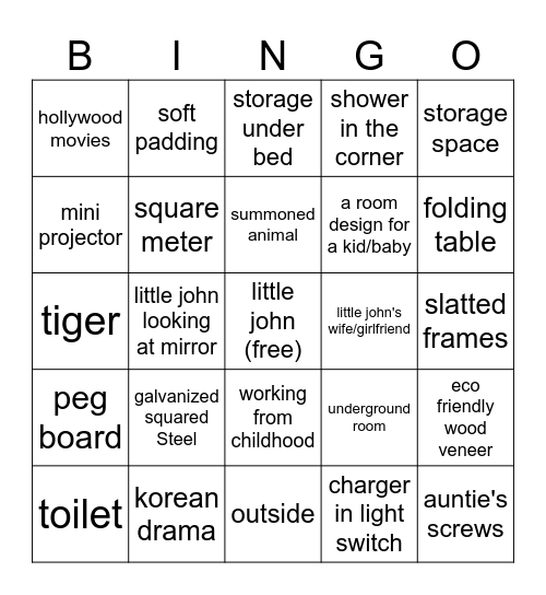 Little John Bingo Card