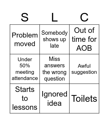 Student Leadership Bingo Card