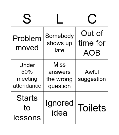 Student Leadership Bingo Card