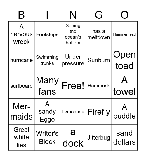 Summer Bingo Card