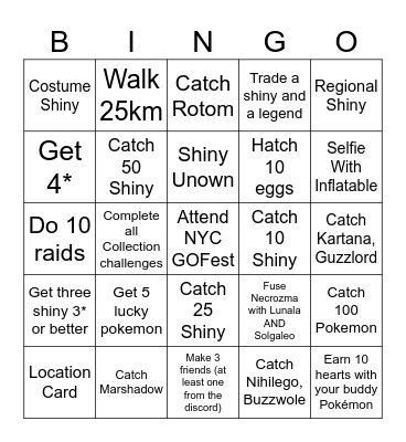 NYC GOFest 2024 Bingo Card