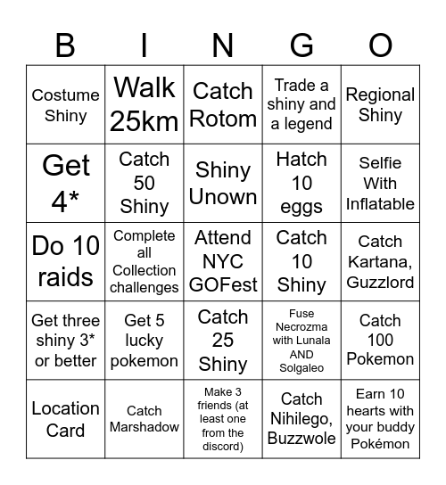 NYC GOFest 2024 Bingo Card