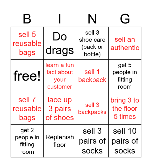 V A N S Bingo Card