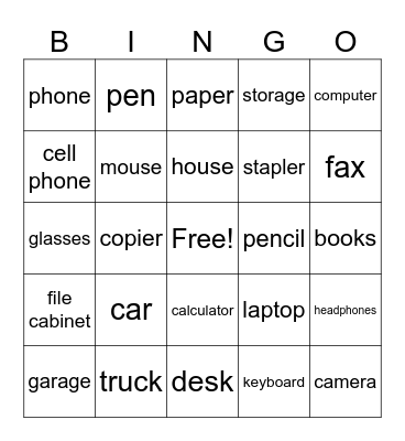 Sample Bingo Card Bingo Card