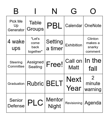 June 12 Bingo Card